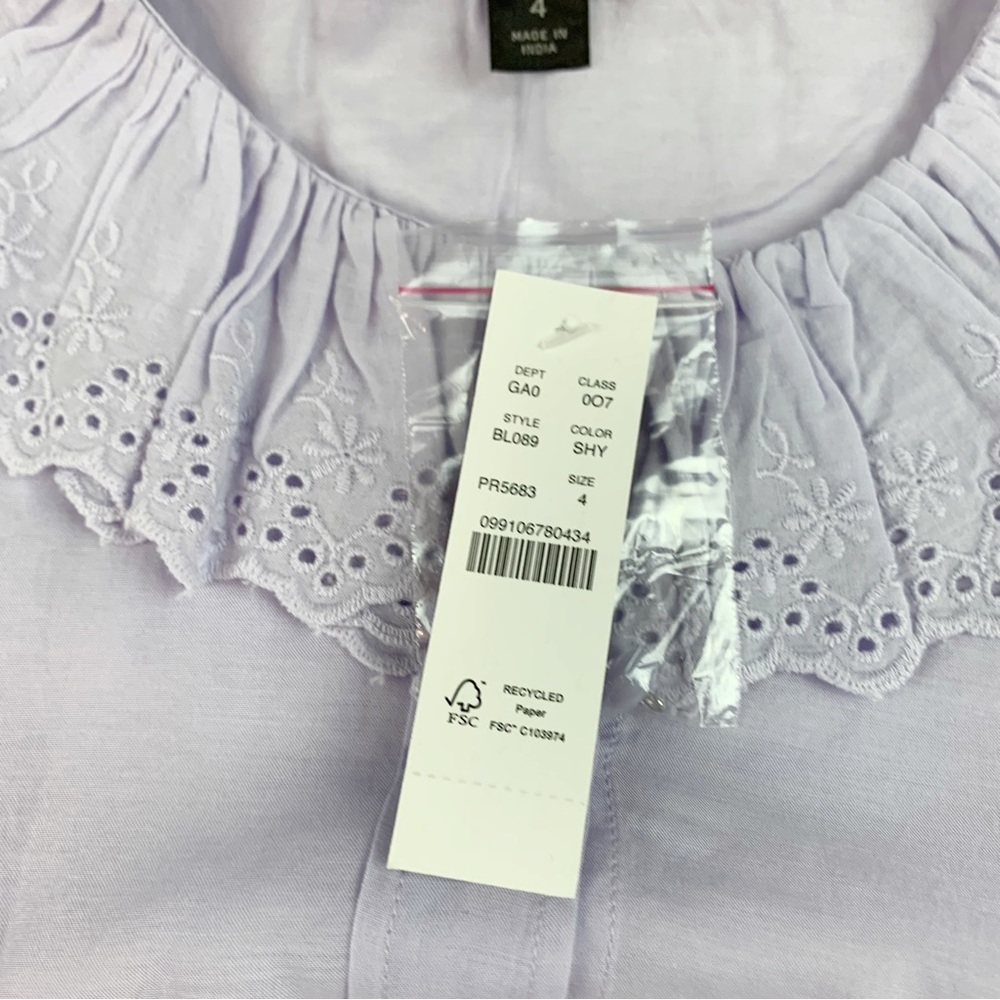 J. Crew Lavender Blouse with Ruffle Eyelet Trim - Picture 8 of 10
